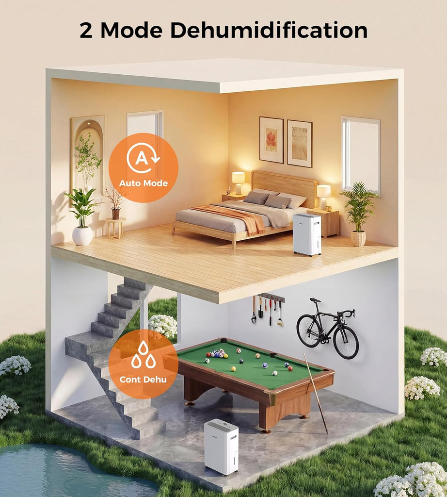 2500 Sq.Ft Dehumidifier for Basement with Drain Hose, 32 Pints Dehumidifiers for Home, Large Room, Bathroom, Bedroom