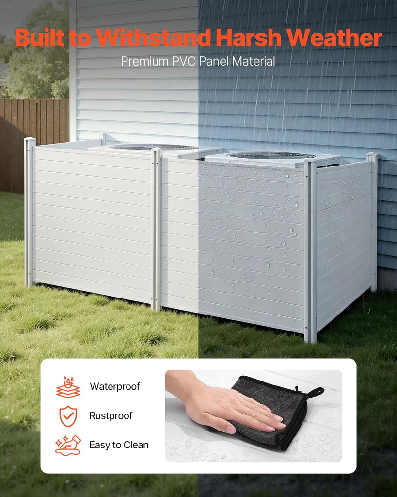 Outdoor Privacy Screens, 50" W x 50" H Air Conditioner Fence, Pool Equipment Enclosure, Horizontal Vinyl Privacy