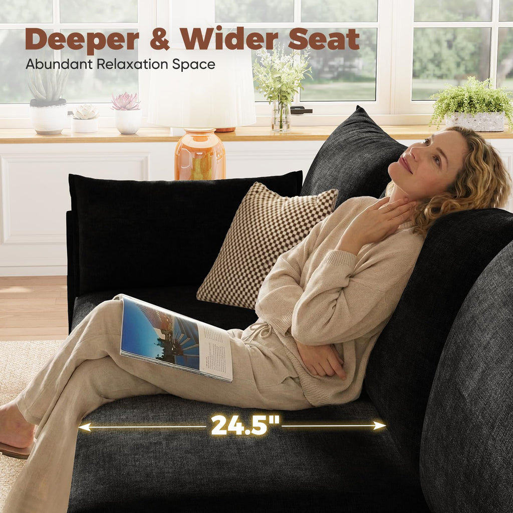 103.5" Oversized Modular Sectional Sofa, L Shaped Convertible Couch with Movable Ottoman, Large 6 Seat Corner Couches