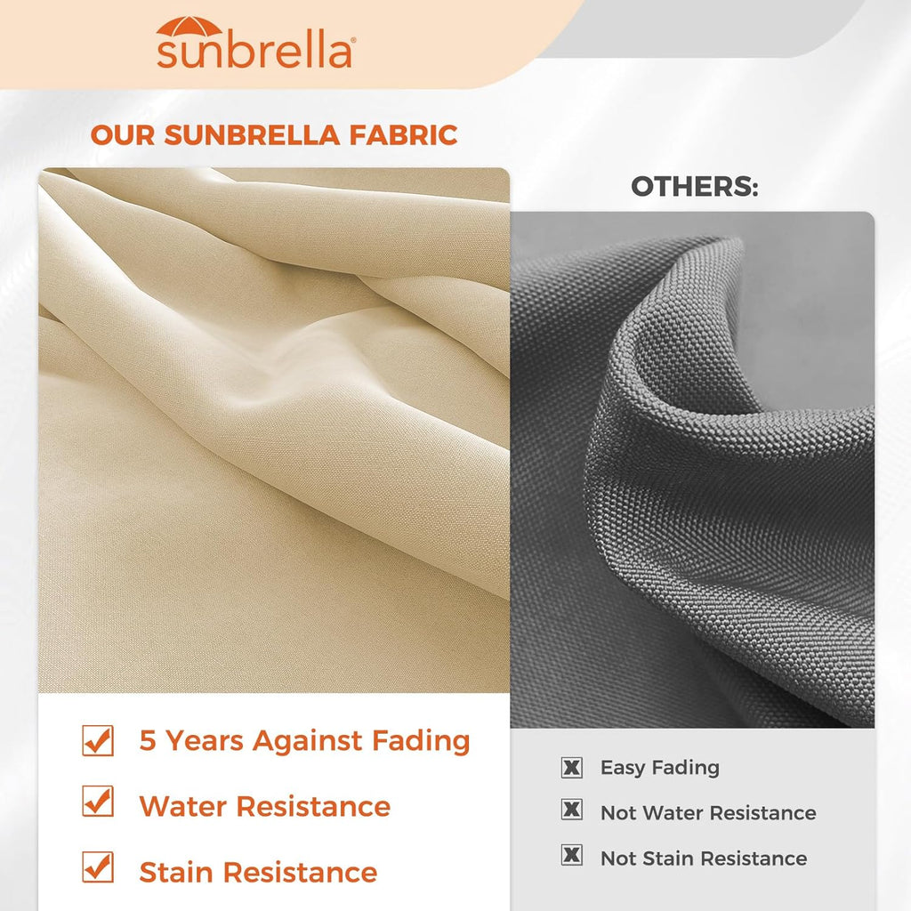 12 FT Sunbrella Cantilever Umbrella with Base Outdoor Aluminum Offset Umbrella with Tilt Adjustment (Flax