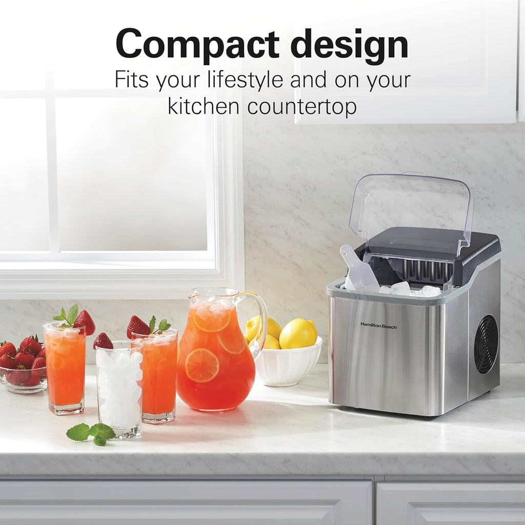 Bullet Countertop Ice Maker Machine, Makes 26 Lbs/Day, 9 Cubes Every 6 Minutes, Self-Clean Function , Makes 2 Sizes