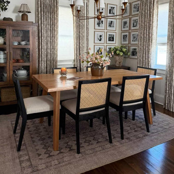 Rattan Dining Chairs Set of 6, Farmhouse Kitchen Chairs with Cane Back, Upholstered Dining Room Chairs Comfy Side