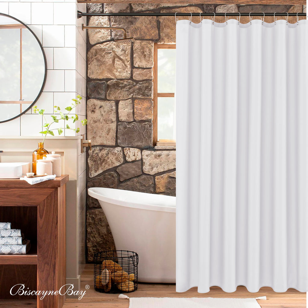 Fabric Shower Curtain Liner 96x72 Inch-White Extra Wide Shower Liners