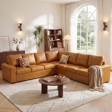 Oversized Modular V Shaped Sectional Couches, 7 Seater Comfy Sofa with Wide Armrest, Thick Spring Cushions, Luxury