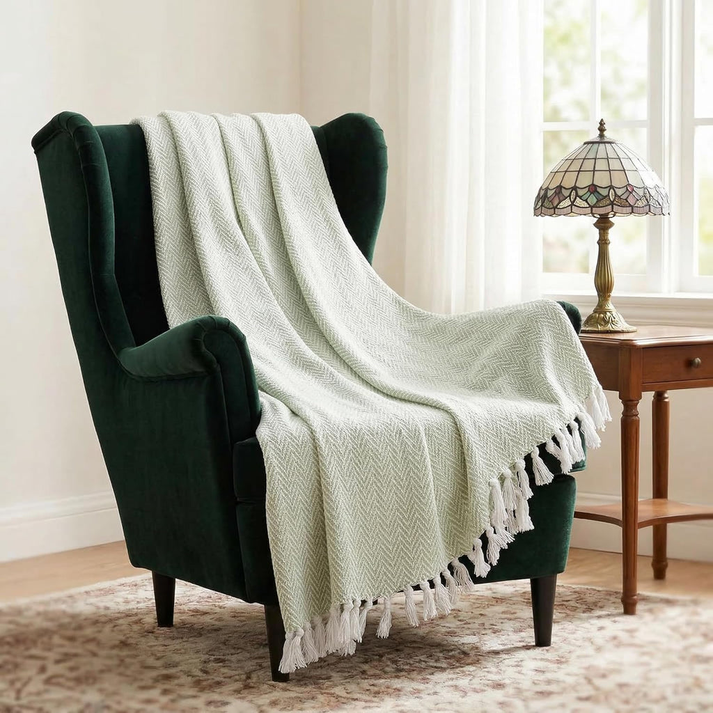 50x60 Throw Blanket - Soft and Breathable Cotton Throw Blanket, Chair - Decorative Blankets