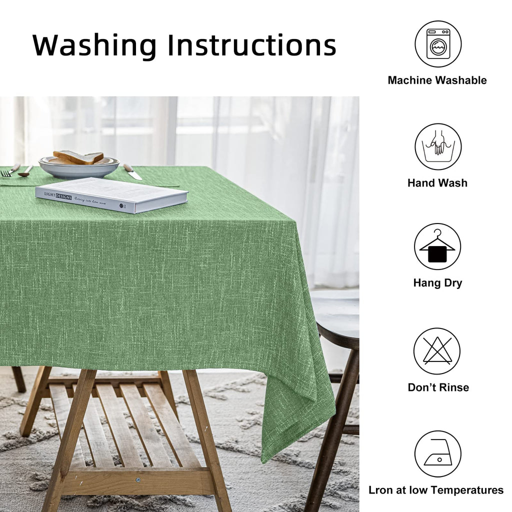 Waterproof Linen Tablecloths Rectangle Dining(54"x120") Grass Green