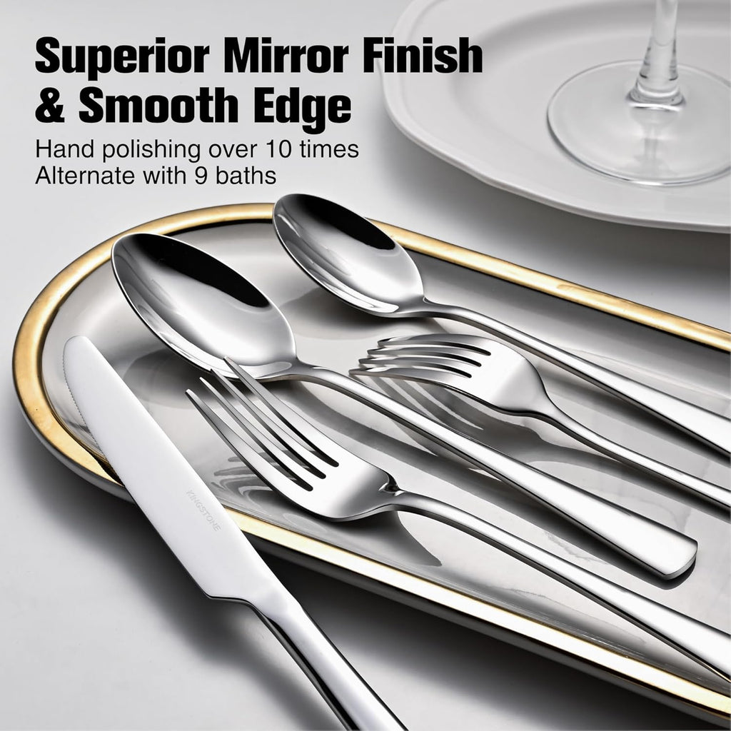 Silverware Set for 8, 40-Piece Forged 18/10 Stainless Steel Flatware Set, Mirror Finish Cutlery Set Dishwasher Safe