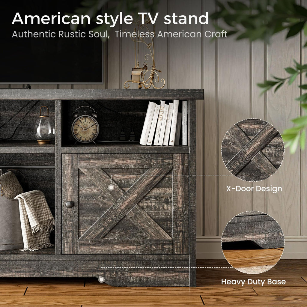 TV Stand for 65 Inch TV, Entertainment Center, Dark Oak