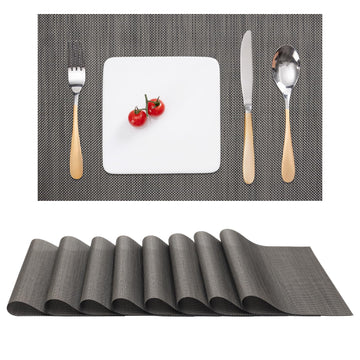 Placemats Set of 8, Vinyl Woven Placemats Place Mats Indoor Set of 8 Washable Table Mats Non-Slip Place mats for