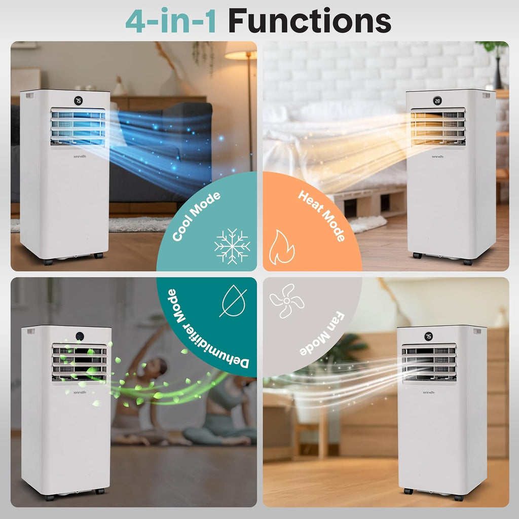 10,000 BTU Portable Air Conditioner and Heater, Small AC with Dehumidifier and Fan