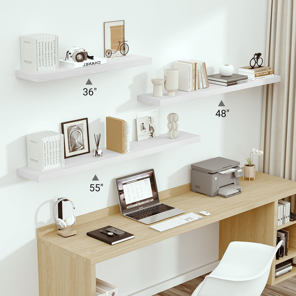 Deep Floating Shelves 55x10" Set of 1, White