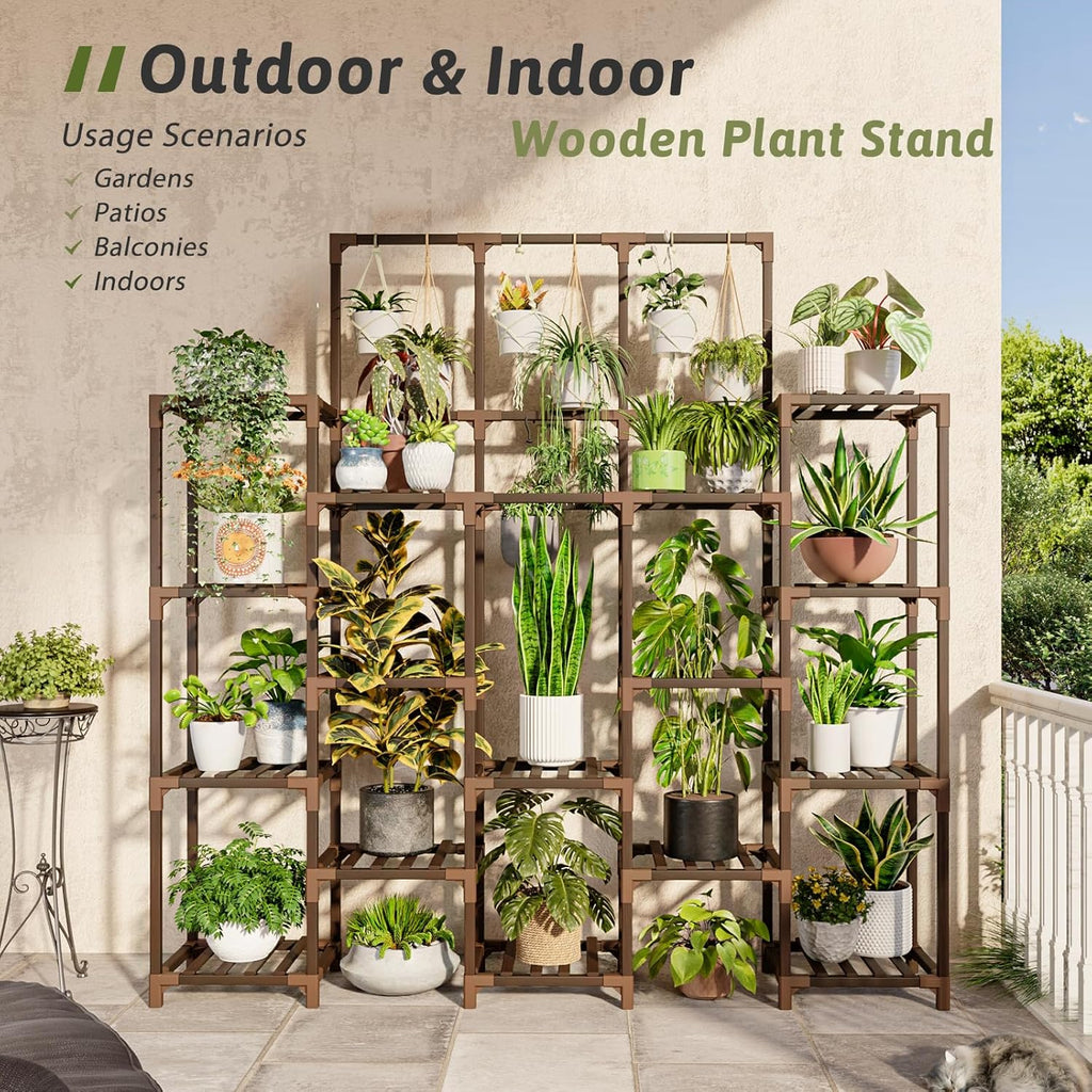 Plant Stand Indoor Outdoor 63" Tall Plant Shelf for Plants 14-Tier Large Plant Sheves Heavy Duty Plant Rack Garden