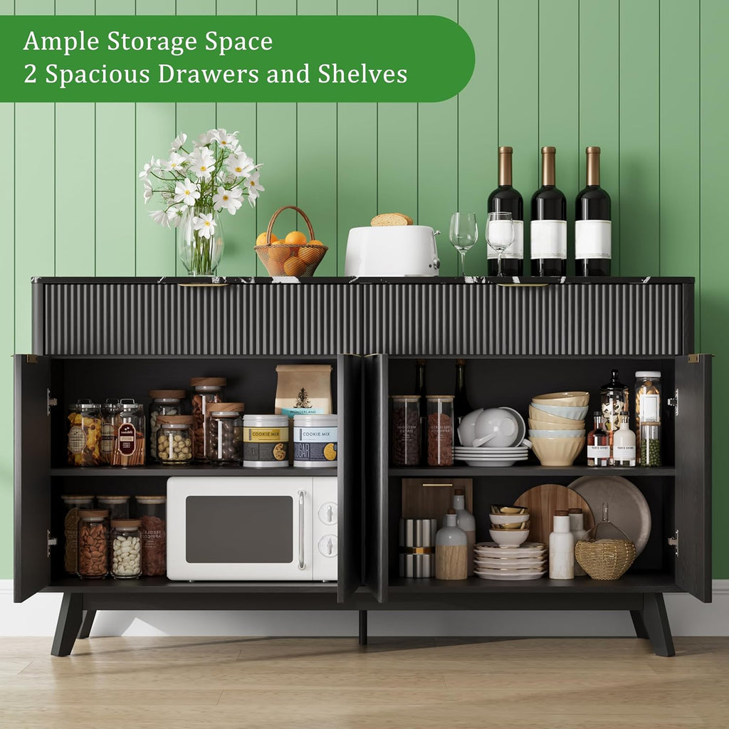 60'' Sideboard Buffet Storage Cabinet with 2 Drawers 4 Doors & Adjustable Shelves