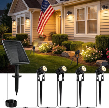 Solar Spot Lights Outdoor Waterproof, 4-in-1 Solar Landscape Lighting Dusk to Dawn Solar Uplights, 3000K Bright LED