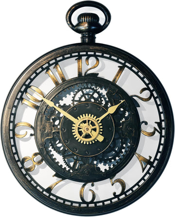Decorative Wall Clock - Oversized 3D Steampunk Large Wall Clock, Vintage Industrial Steampunk Large Clock for Living Room Décor
