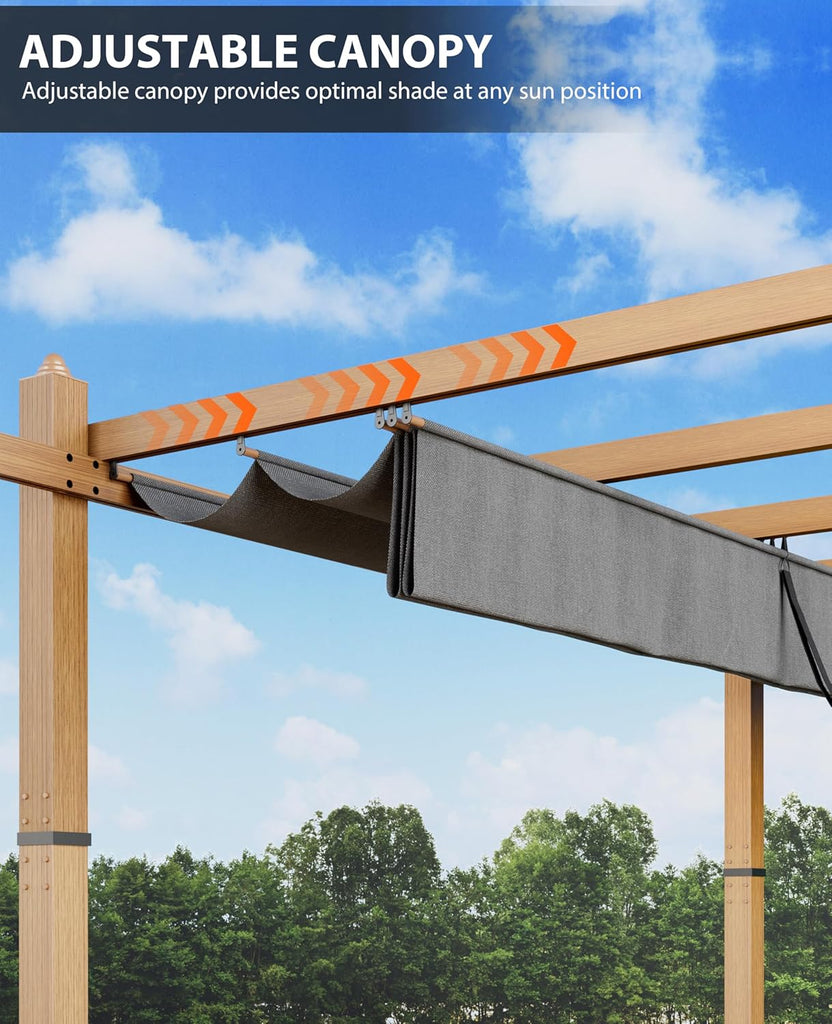 10x10 ft Outdoor Pergola with Retractable Canopy Upgraded Outdoor Aluminium Pergola