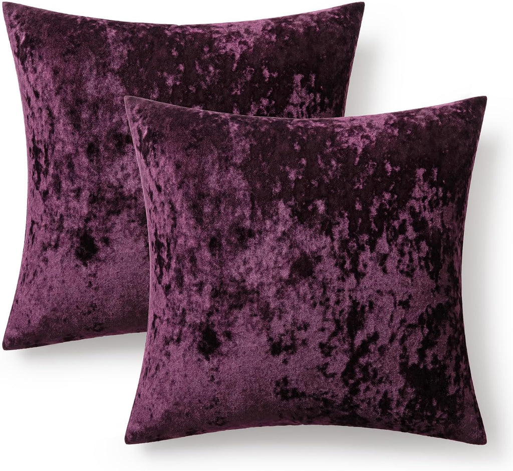 Velvet Throw Pillow Covers Set of 2, Soft Neutral Decorative Pillow Cases with Luxurious Textured Vintage Cushion