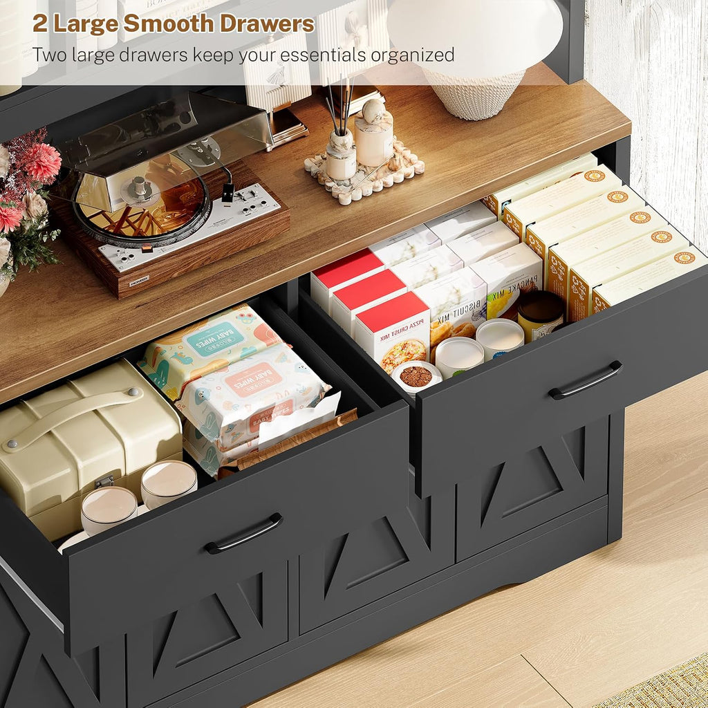 Storage Cabinet with Doors and Drawers, Pantry Cabinets, 5 Tier Floor Standing Bookshelves, Bookshelf and Bookcase, 8