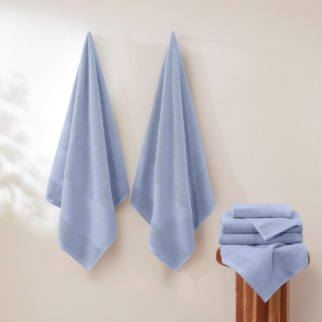 Air Cloud 6-Piece Towel Set - 100% Zero-Twist Cotton, 500 GSM, Quick Dry & Plush, Blue