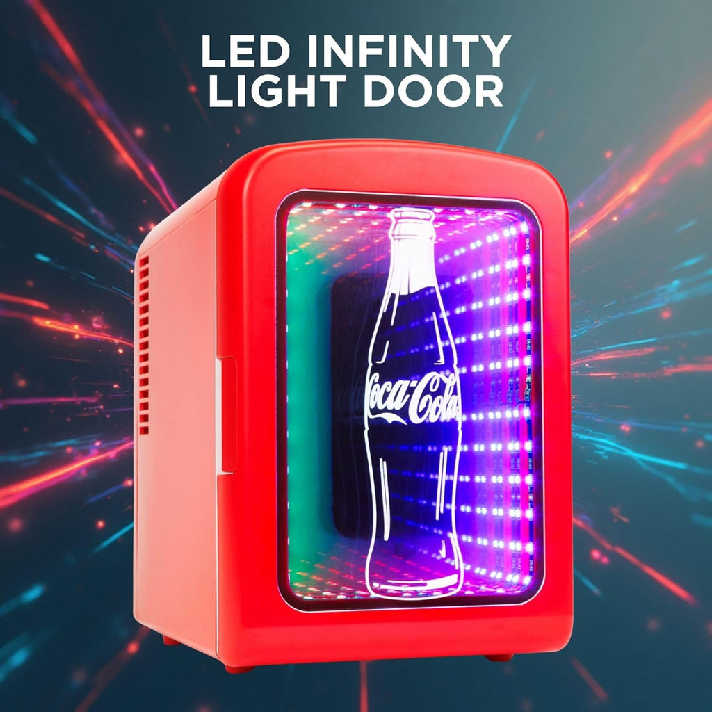 4L / 6-Can Mini Fridge with Multi-Color LED Light - Portable Thermoelectric 12V DC/110V AC Quiet Cooler/Warmer for