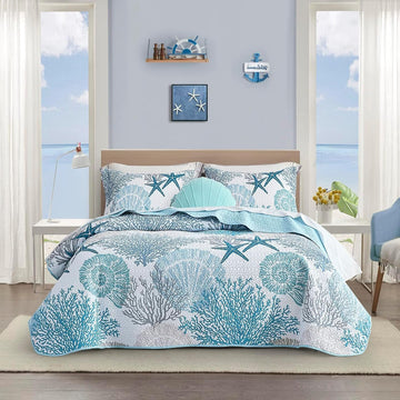 3 Piece Coastal Quilt Sets
