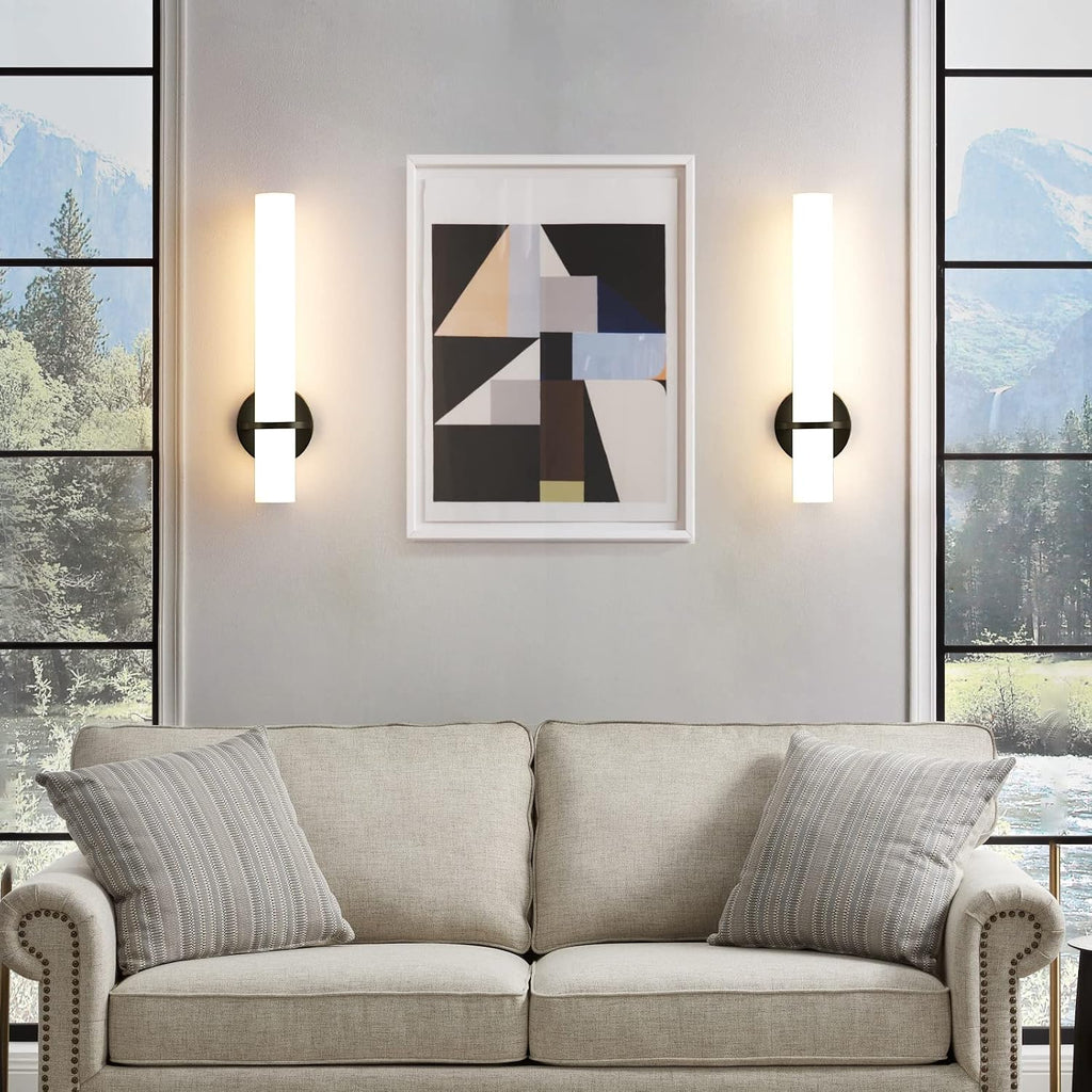 18 Inch Wall Sconces Set of Two, Black Bathroom Sconces 18W 2700K-5000K LED Dimmable Modern Wall Sconces with Acrylic
