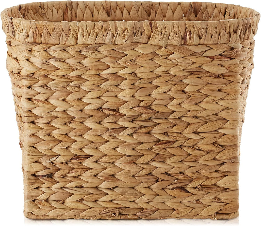 Woven Magazine Holder with Handles, Natural - Water Hyacinth Storage Basket