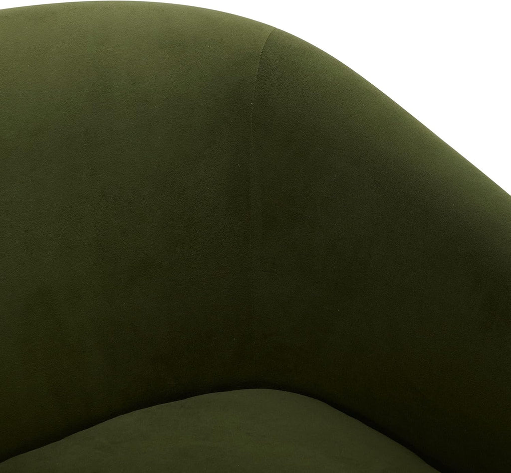Swivel Accent Chair, Fully Assembled Velvet Barrel Armchair with FSC Certified Upholstered , Forest Green
