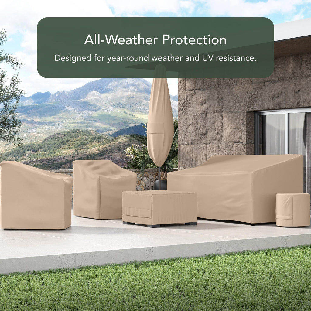 Ultima Round Fire Pit Cover, Polyester, 42Diax25H, Ripstop Tan