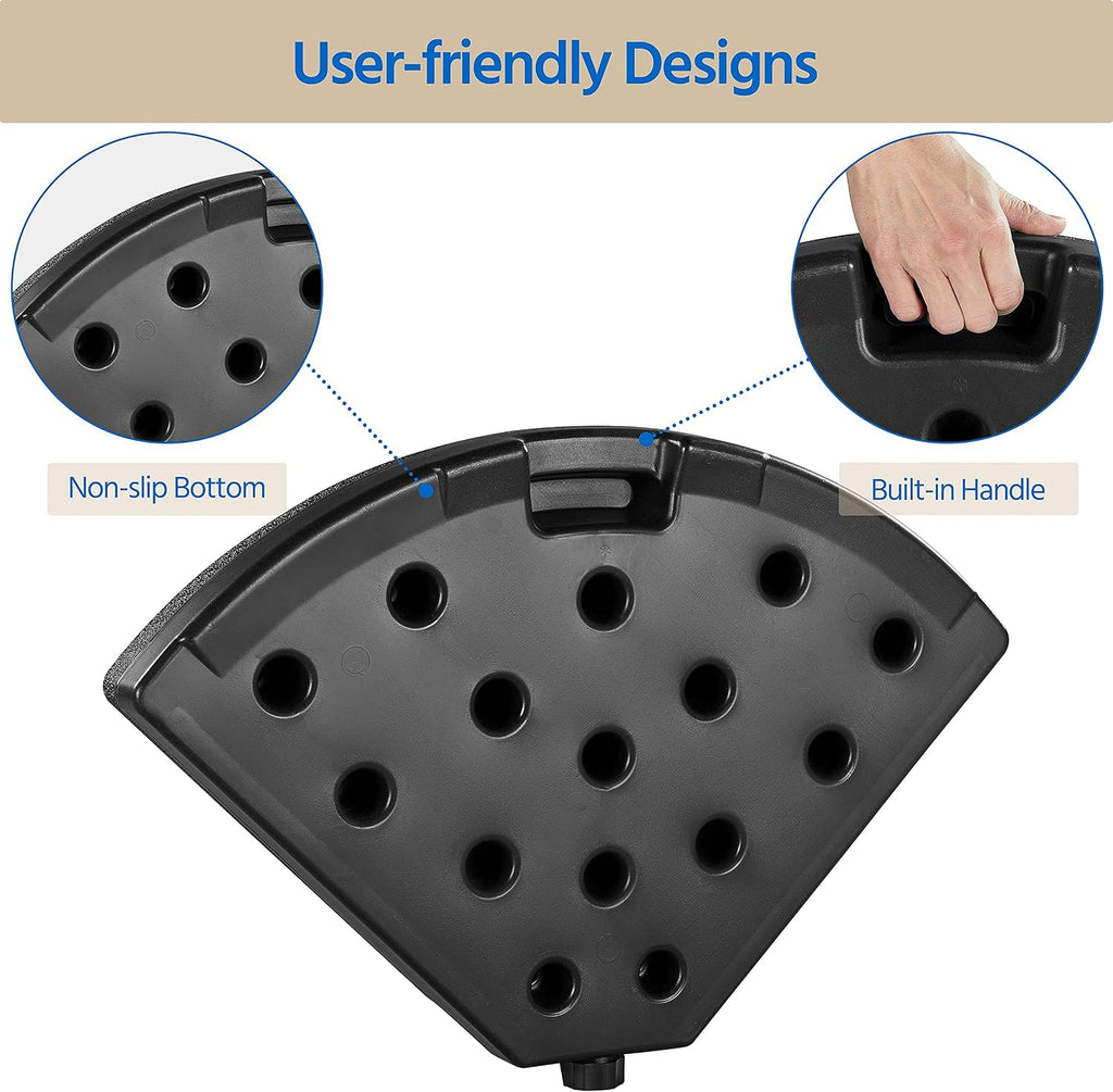 4-Piece 160lb Cantilever Offset Umbrella Base Water & Sand Filled Patio Market Stand Circular Base Stand w/Carry