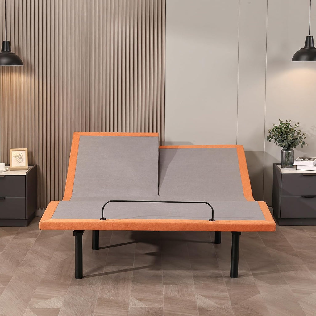 Split Top Queen Adjustable Bed Frame with Massage, Underbed Light