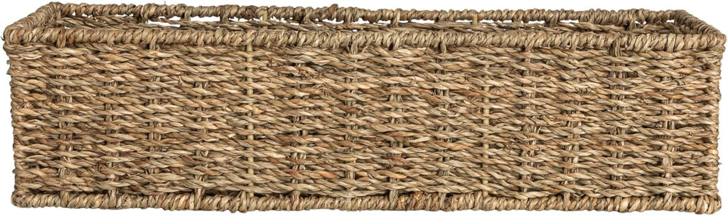 Handwoven Seagrass Rectangular Storage Basket, Natural