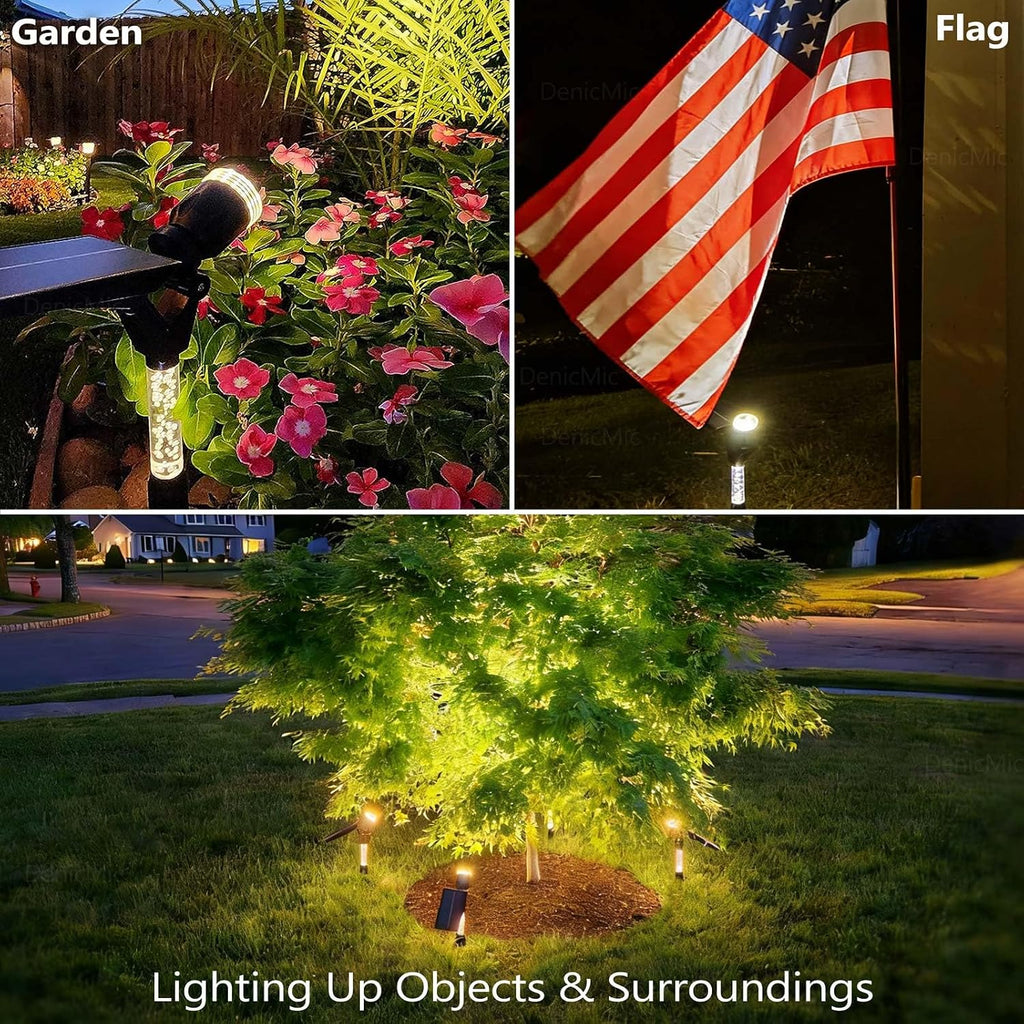 Solar Spot Lights Outdoor Waterproof 3000K Lens LED Spotlights | Adjustable Angel Long Range Solar Lights Outdoor for