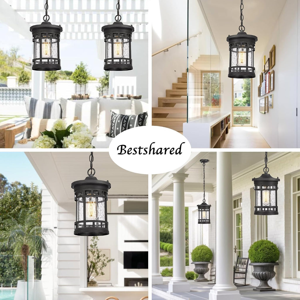 Outdoor Pendant Lantern - Anti-Rust Farmhouse Hanging Light Fixture