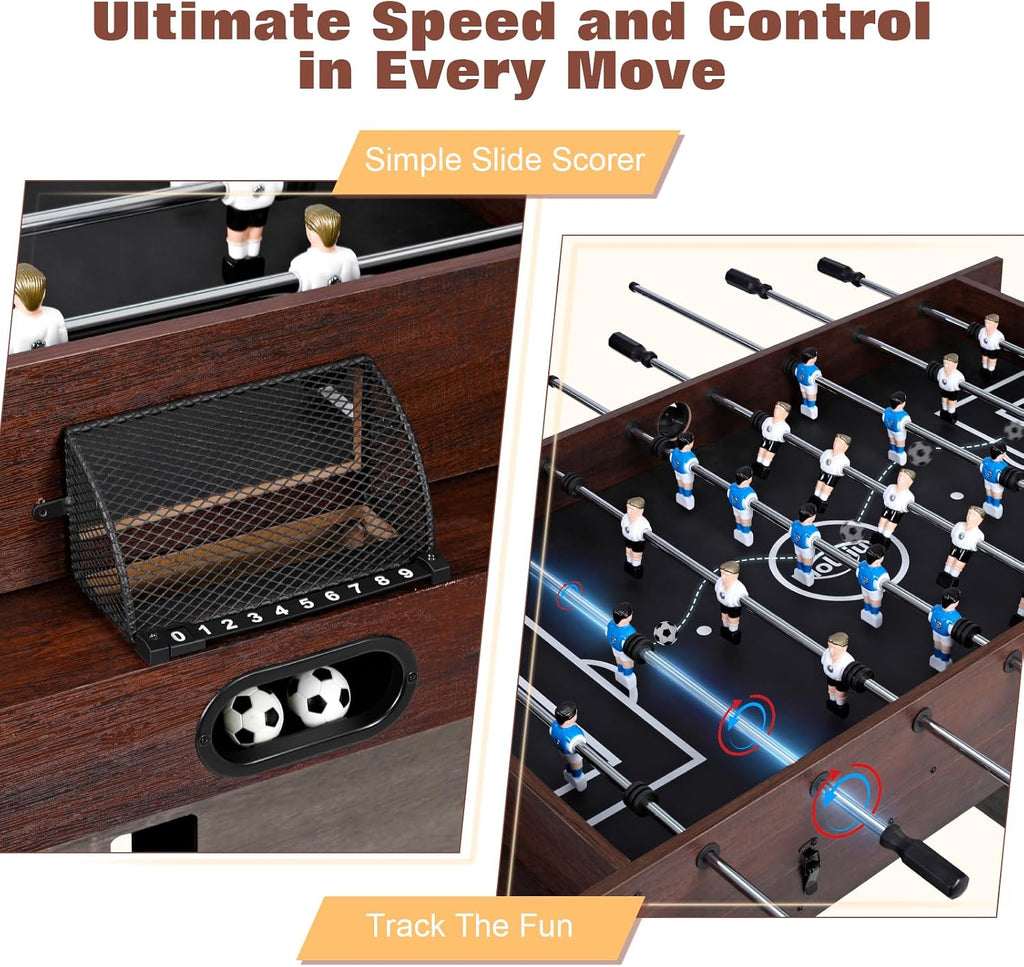4-in-1 Combo Game Table 55" Multi-Game Table with Foosball, Electric Air Hockey (Powerful 700mA Motor), Ping Pong & Poker Great for Home & Game Room Fun