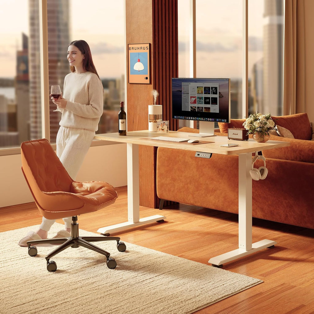 Standing Desk, 48 × 24 Inches Electric Height Adjustable, Sit and Stand Up, Computer Office Desk with Splice Board