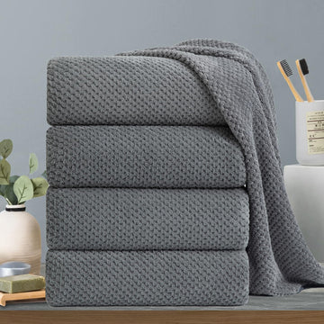 Gray Bath Towels Set 35x70 Inches - Luxury 600 GSM Oversized Bath Sheet Towel,Extra Large Microfiber - Quick
