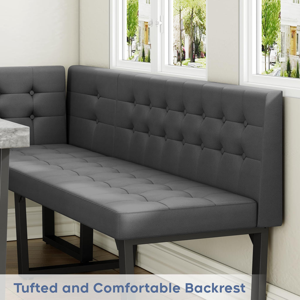 72" Corner Dining Table Set for Small Spaces, Modern Grey