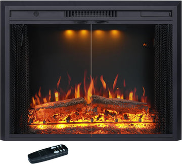 35.63” W 27.5" H Electric Fireplace Insert with Low/High Temperature Settings