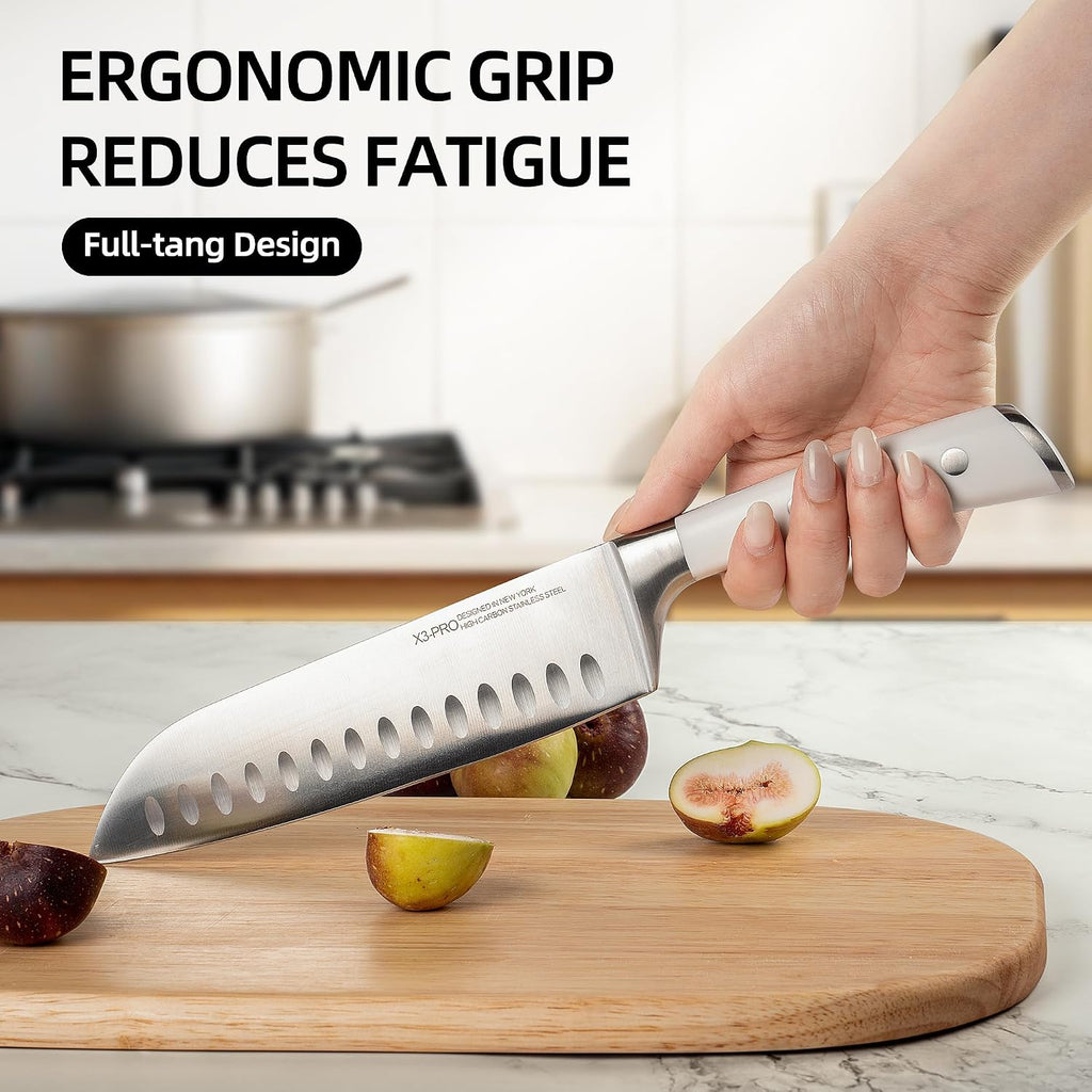 Japanese 15-pc Kitchen Knife Block Set, Professional, Razor Sharp | Innovative Steel, High Carbon Stainless, Enduring