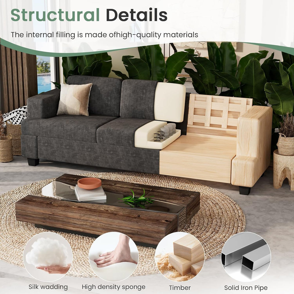 63" Loveseat Sofa Couch , Small Couch with Deep Seat , Comfy Cloud Loveseat , Dark Grey Chenille