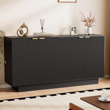63'' Large Fluted Sideboard Buffet Cabinet, Modern Storage Cabinet with Adjustable Shelf, Console Table Wine Bar