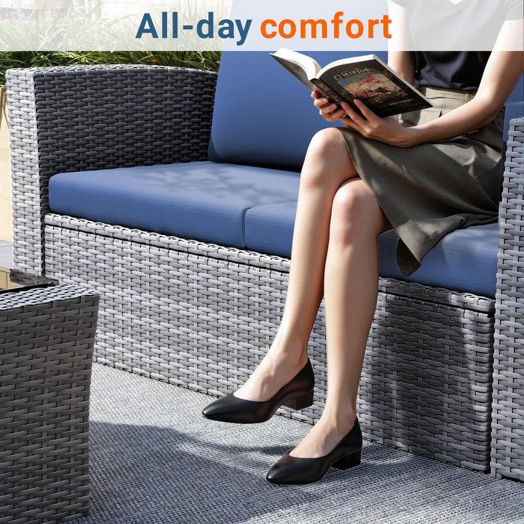 Lane 4 Piece Patio Furniture Set, Wicker Outdoor Patio Conversation Furniture Set