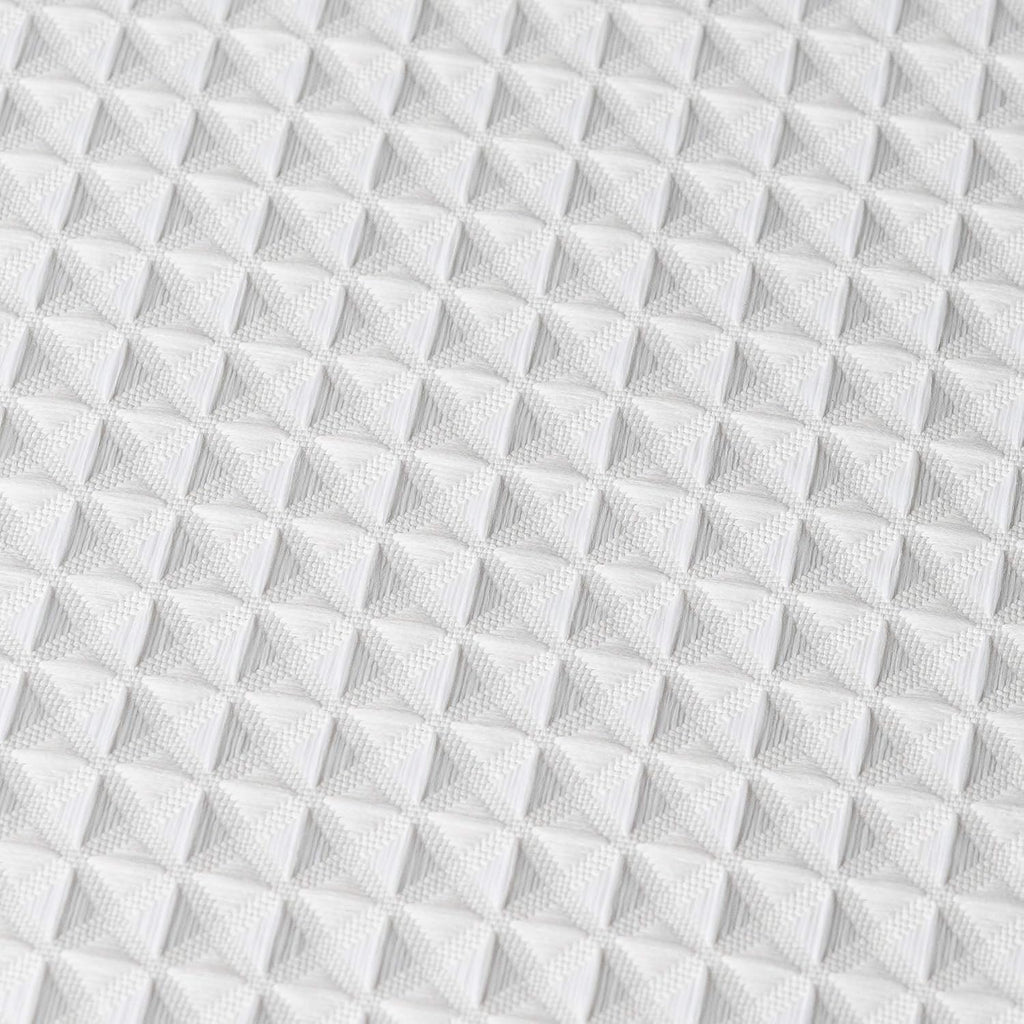 Waffle Fabric White Shower Curtain with Liner Set - Includes Free Clear Liner, Decorative Shower Curtain Set