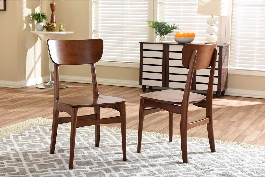 Set of 2 Netherlands Mid-Century Modern Scandinavian Style Dark Walnut Bentwood Dining Side Chairs