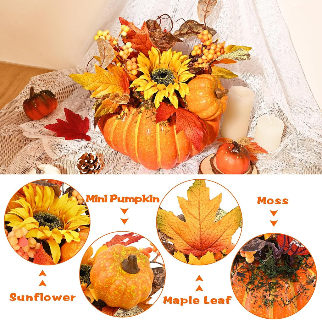 Fall Decor, Fall Centerpieces for Tables, Fake Pumpkin Decorations, Artificial Pumpkins for Decorating, Faux Fall - Set of 50