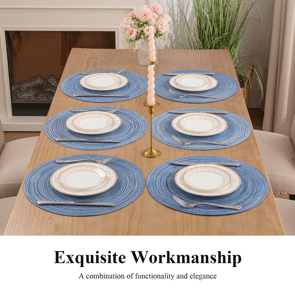 Round Braided Placemats Set of 4 Dining Table Placemats 15 inch Circle Place Mats Easy to Clean Table Mats Indoor