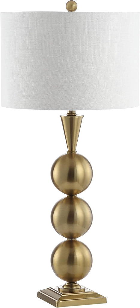 33" Brass Gold Stacked Orb Metal LED Table Lamp, Contemporary Transitional Iron Bedside Lamp Bedroom