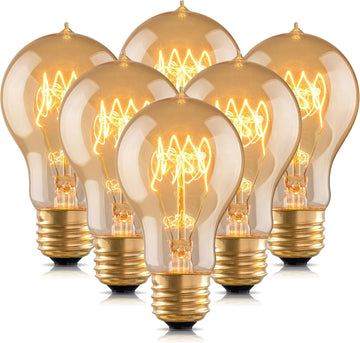 Warm Incandescent Light Bulbs 60 Watt,A19/A60 Vintage Style Edison Bulbs E26,Soft Yellow Light Bulbs,Amber