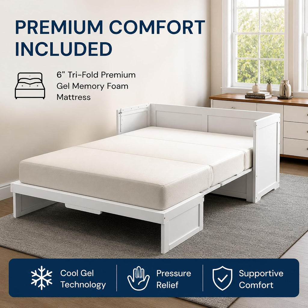 Murphy Cube Cabinet Bed (White, Queen)